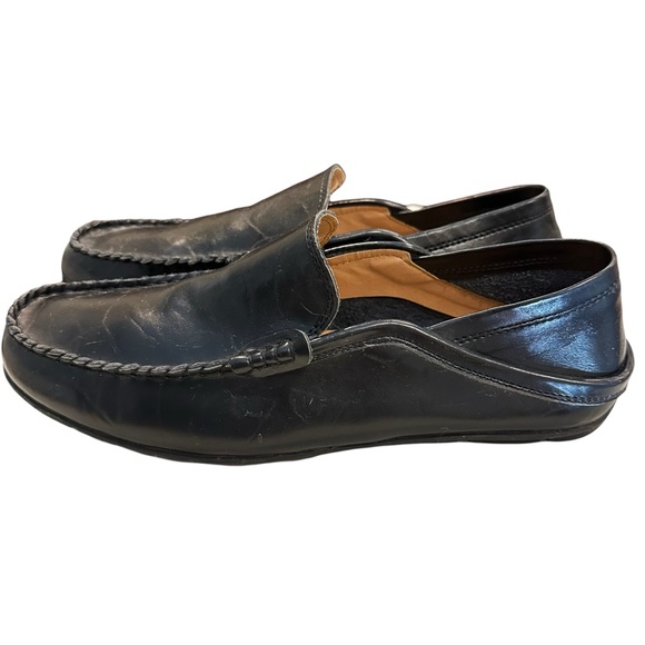 Go Tour black mens leather loafer casual slip on business casual euro 46 us 12.5 - Picture 2 of 6